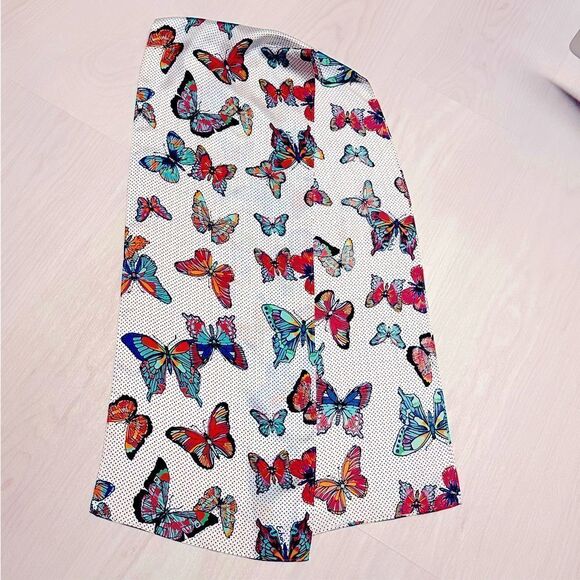 Vintage ECHO silk black white polka dot brilliant butterfly scarf 10” x 54” - Picture 1 of 8